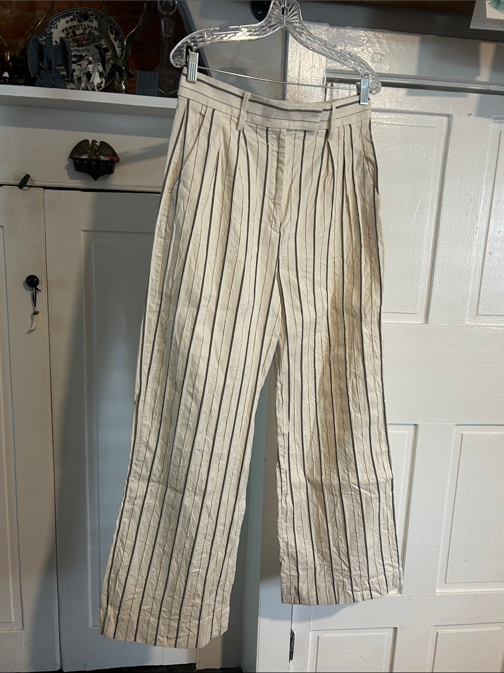 Banana Republic Cream Trousers with Brown & Gray Pinstripes - Picture 1 of 4